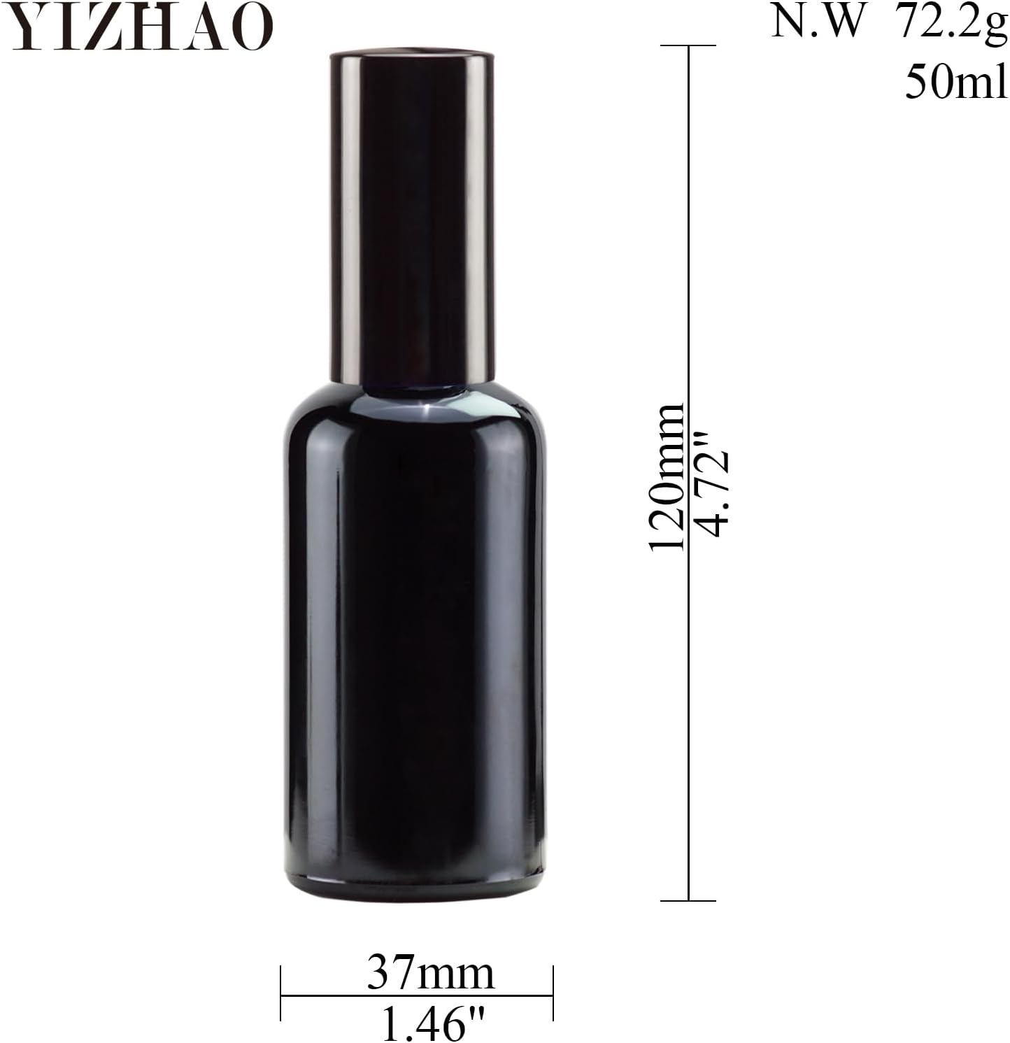 Detalle de Yizhao Schwarz Sprühflasche aus Glas 50 ml (12er-Set) mit Zerstäuber