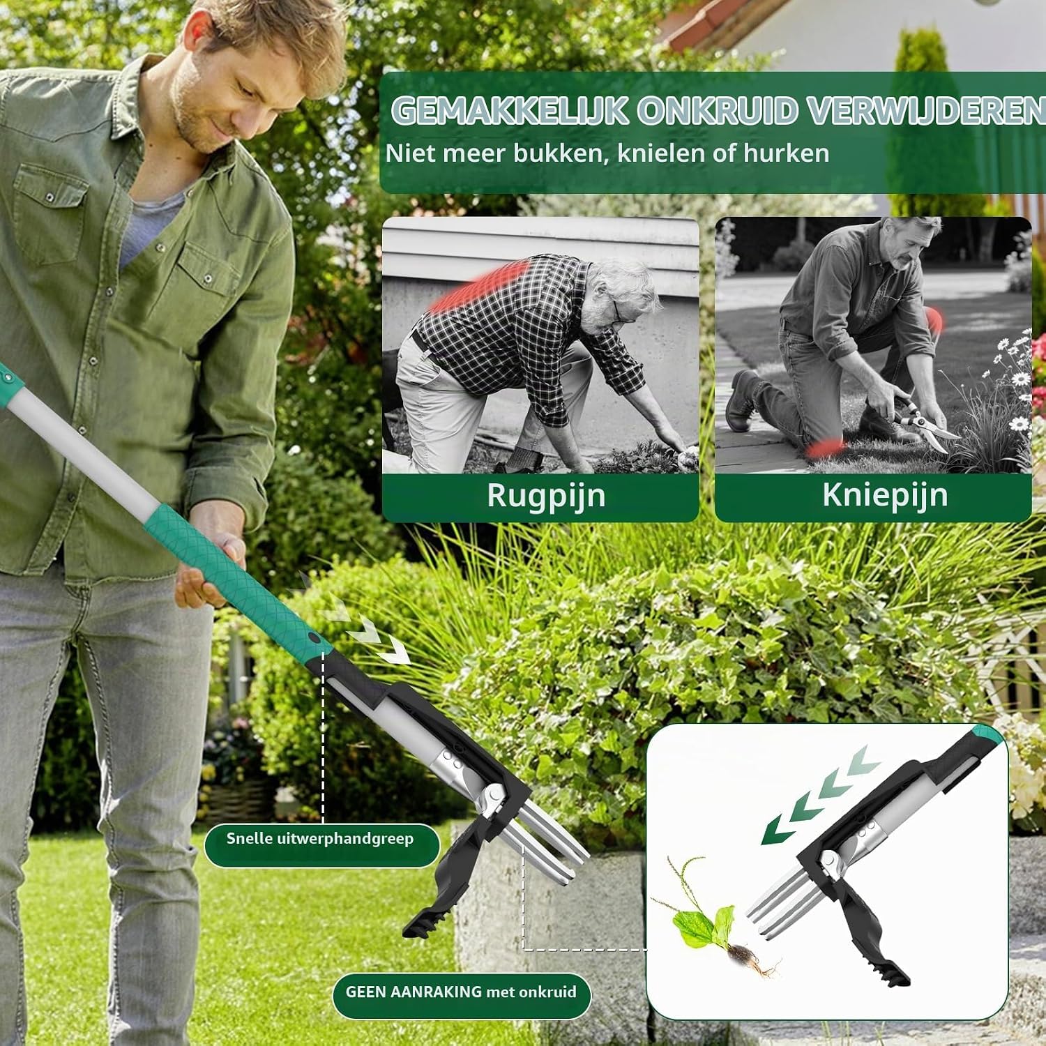 Thumbnail 1 de Ergohortus TPT0401 onkruidtrekker met 4 roestvrijstalen klauwen