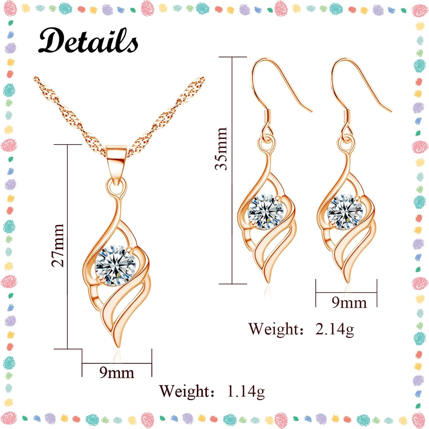 Thumbnail 1 de Deyanse 925er Silber Schmuckset für Damen mit Engelsflügel-Anhänger (45 + 5 cm) und Ohrhängern