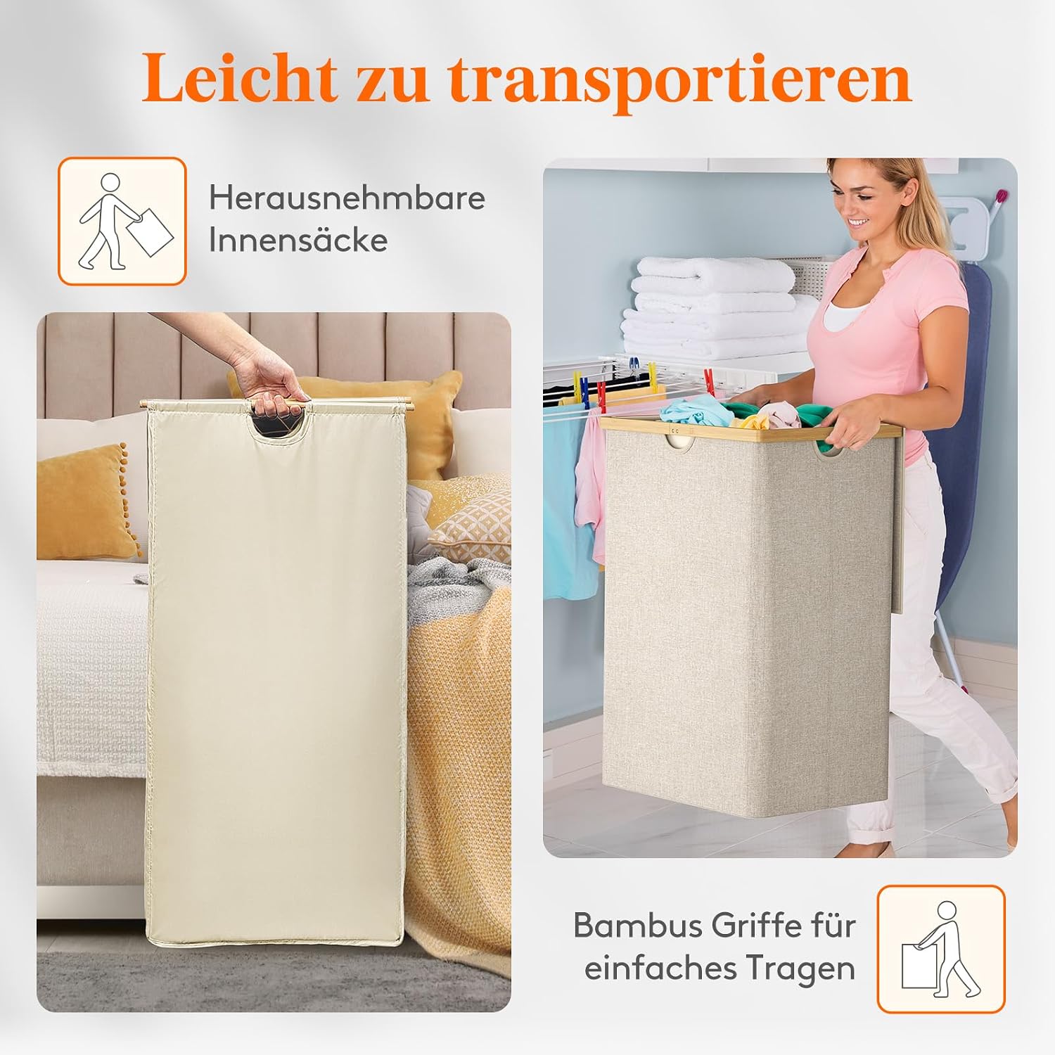 Detalle 1 de Lifewit Wäschekorb 170 l mit Deckel