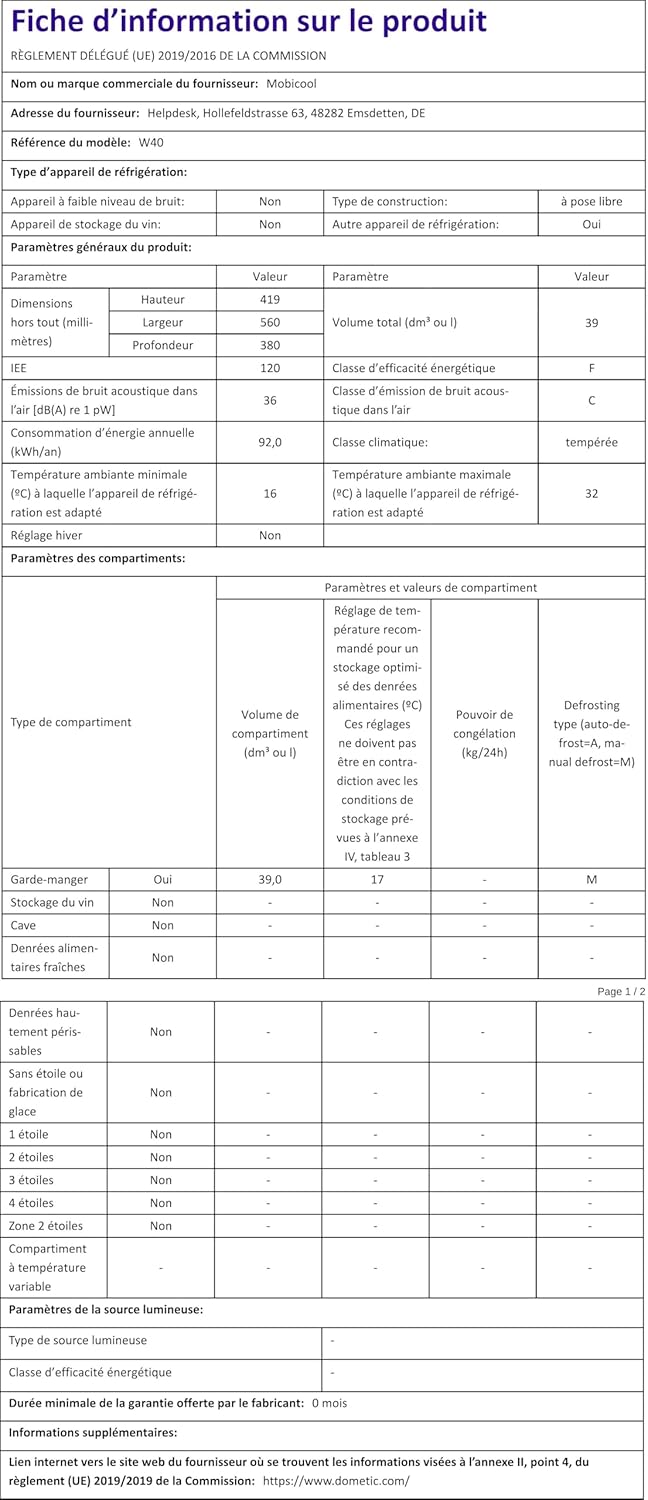 Thumbnail 8 de Mobicool W40 AC/DC 🔵🆒 - Nevera portátil 39L, 12/24V, Azul/Gris