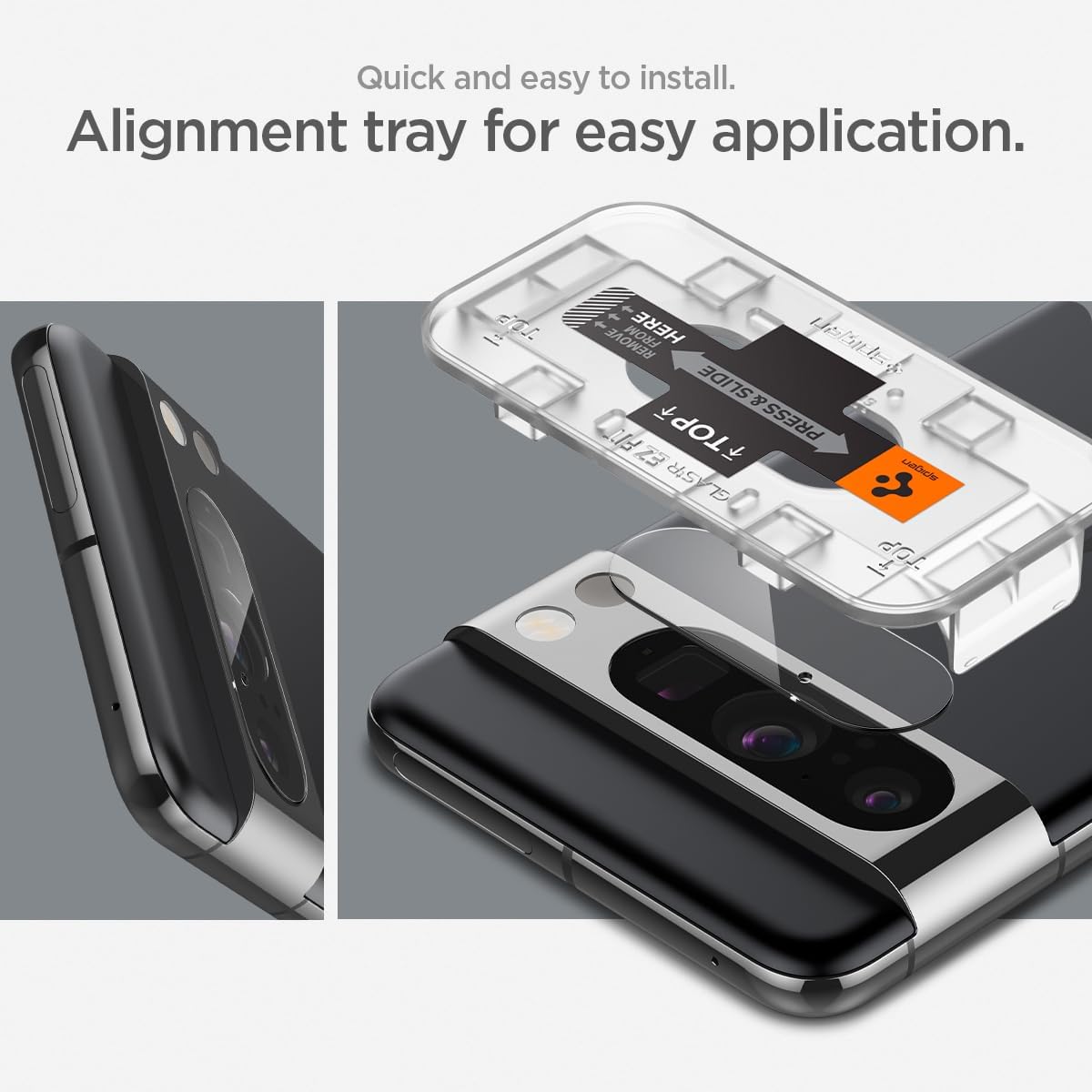 Detalle de Protection d’objectif caméra arrière en verre trempé Spigen Glas.tR EZ Fit pour Google Pixel 8 Pro (2 pièces) – Claire, 9H