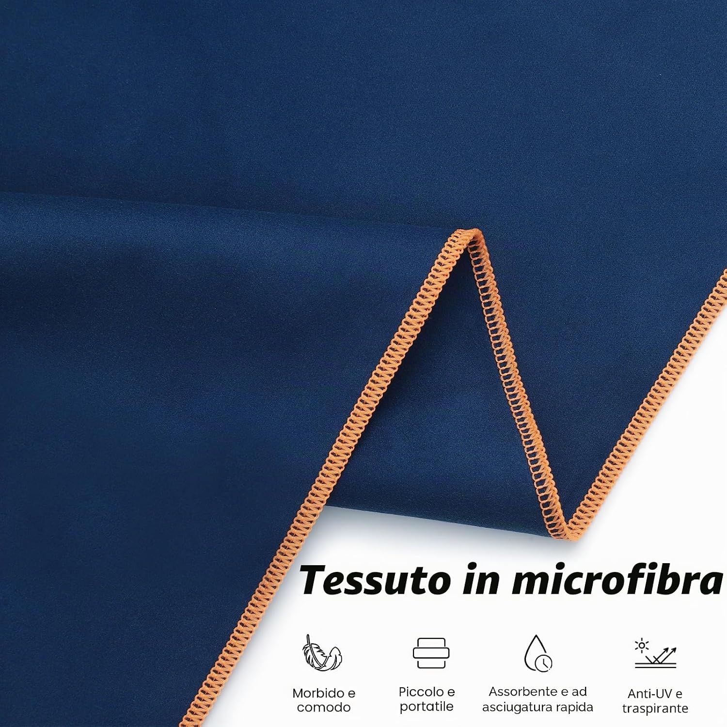 Detalle de Poncho da bagno in microfibra per uomo e donna – 110x90 cm, asciugamano poncho blu scuro