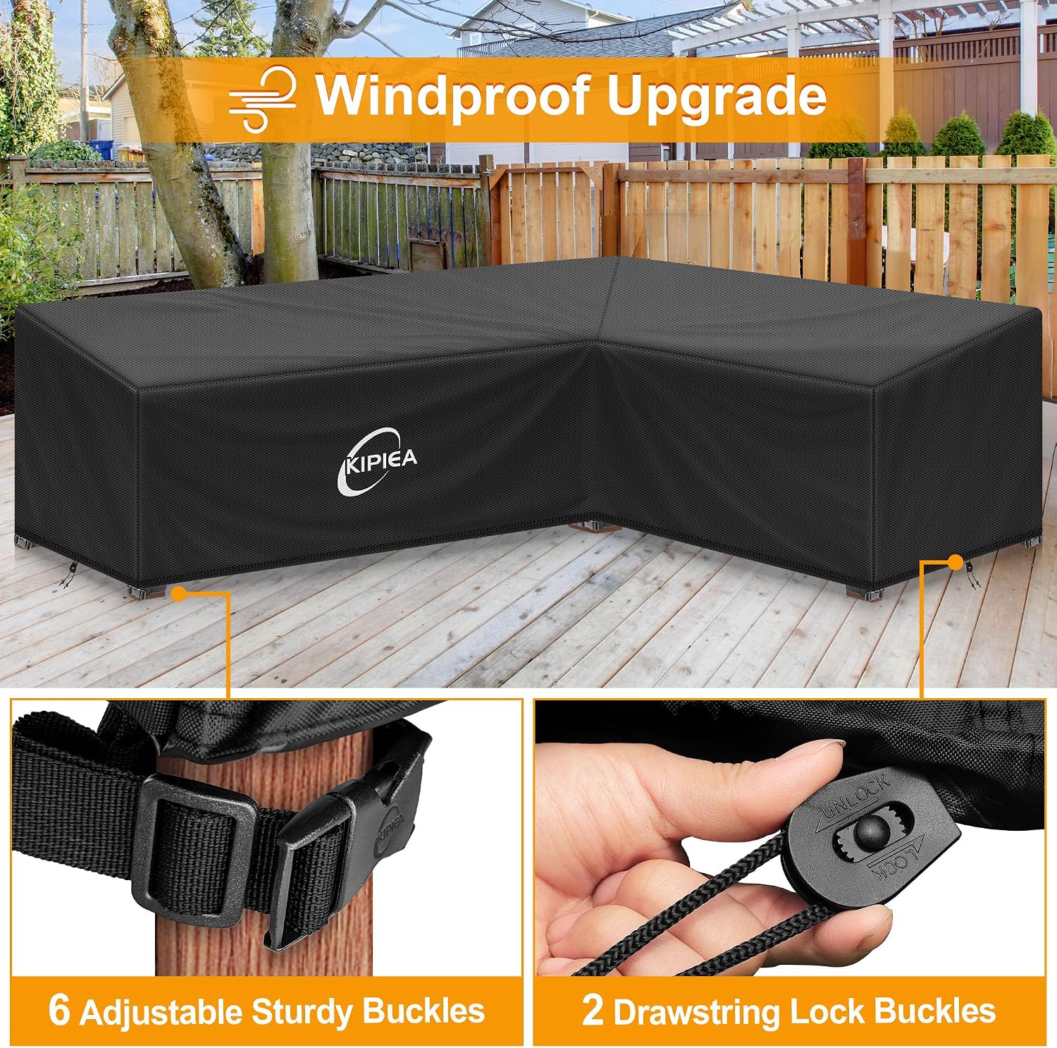 Detalle de Kipiea 104"x 83" L x 33.5" D x 31" H Right-Facing L-Shaped Patio Cover