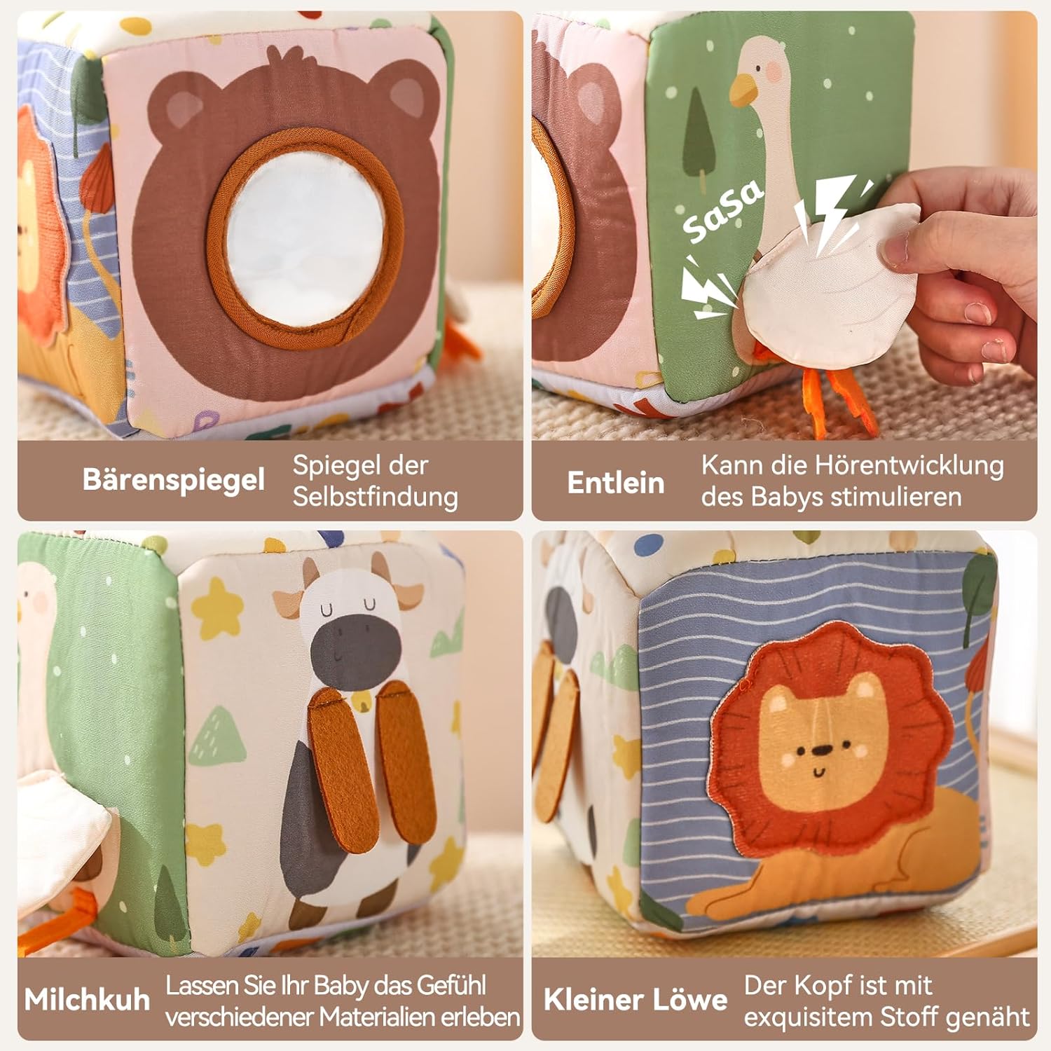Detalle 2 de Montessori Spielzeug Baby Tücherbox – sensorik & Frühlernen ab 6 Monaten