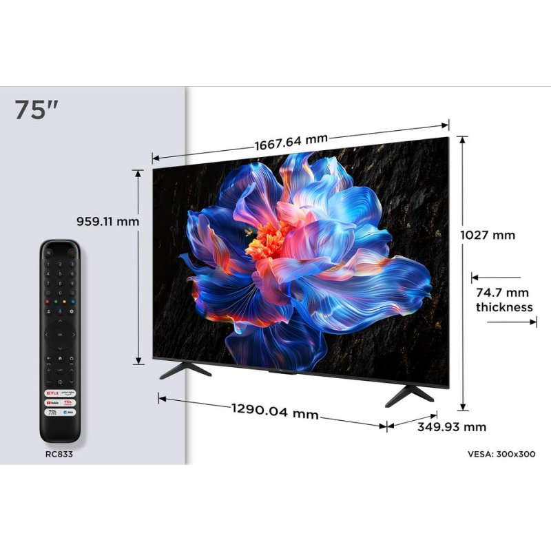 Detalle de TV TCL LED 75P69K 75" 4K Ultra HD con Google TV: cine en casa con HDR