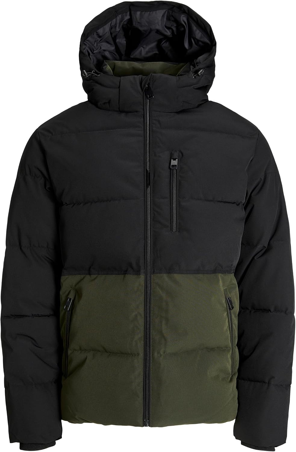 Detalle de JACK & JONES Jjeowen puffer da uomo con cappuccio e chiusura imbottita