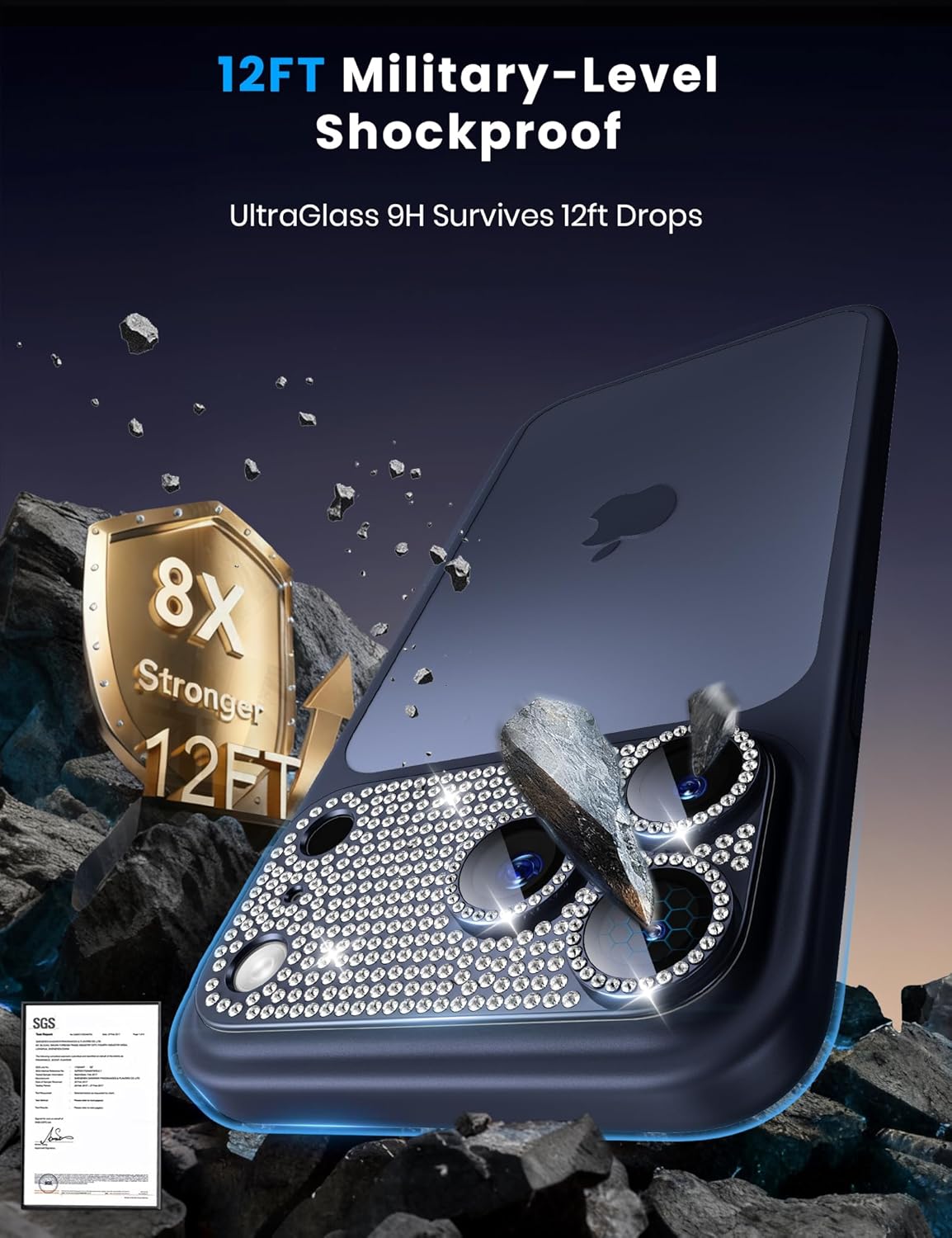 Thumbnail 2 de Hoerrye iPhone 17 Pro Max Camera Lens Protector (Bling Blue) – 9H+ tempered glass with AR anti-reflective film