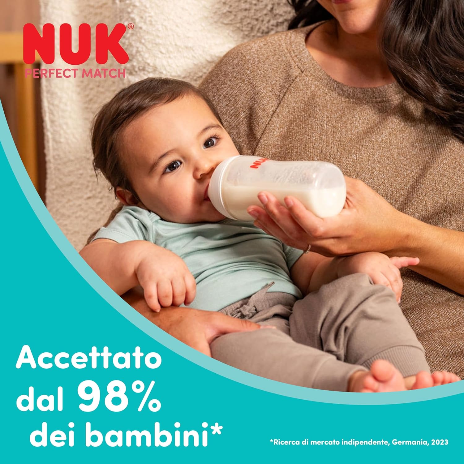 Thumbnail 6 de NUK Perfect Match Biberon 0-3+ mesi, vetro, confezione da 4 (120 ml & 230 ml) – anti-coliche con indicatore di temperatura