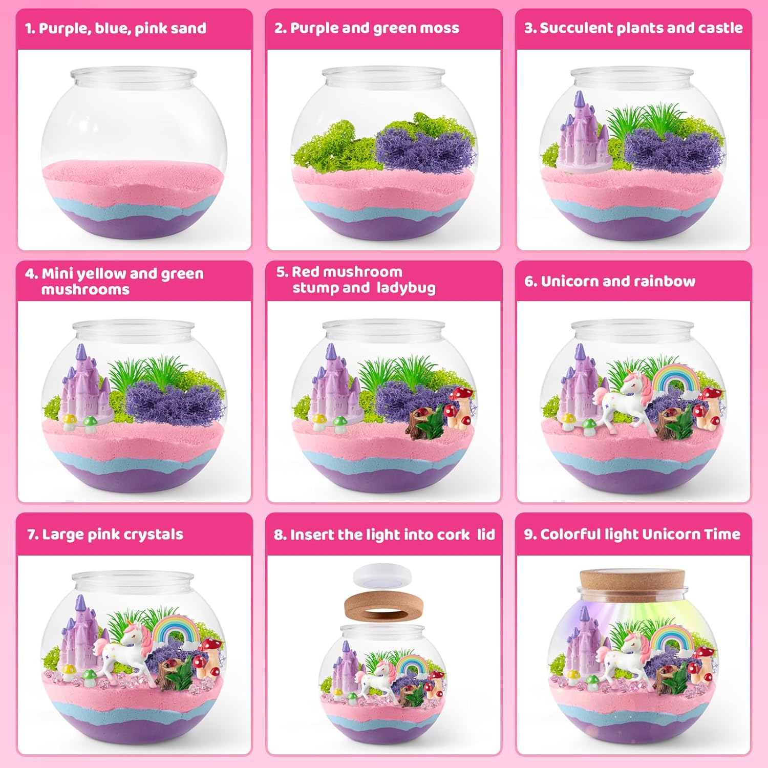 Thumbnail 3 de JOYEEMAX Unicorn Light-Up Terrarium Kit DIY 1