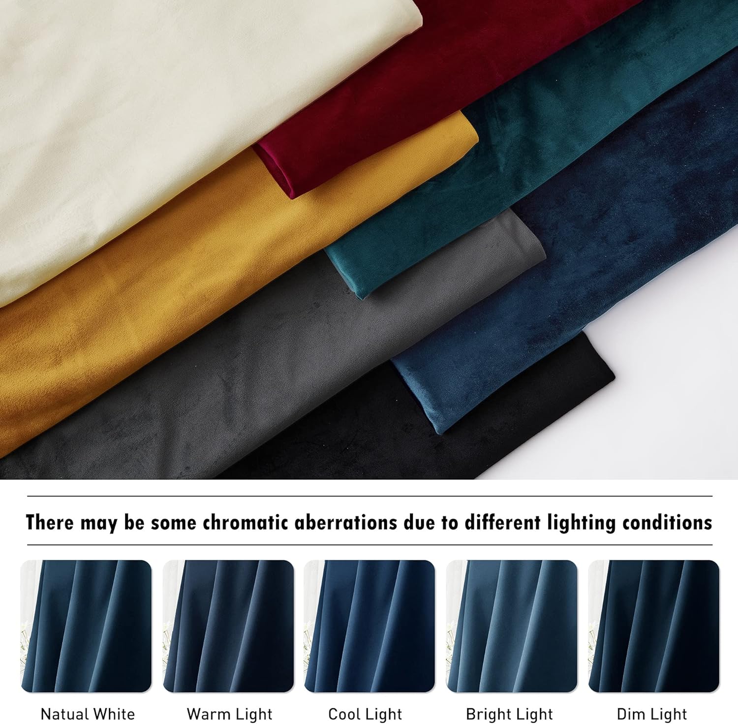 Thumbnail 6 de RYB Home Blue Velvet Curtains 90 Inches – Navy Velvet Blackout Panels, 2-Pack (W52 x L90 each, Total W104 x L90)