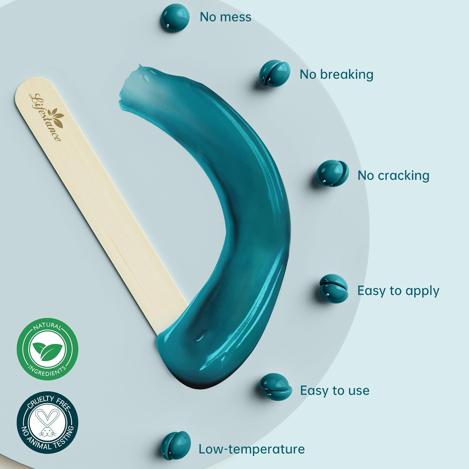 Detalle de Lifestance Cire Épilation Vert Perle 450 g avec 10 Spatules - Épilation Corps Complet et Bikini Brésilien