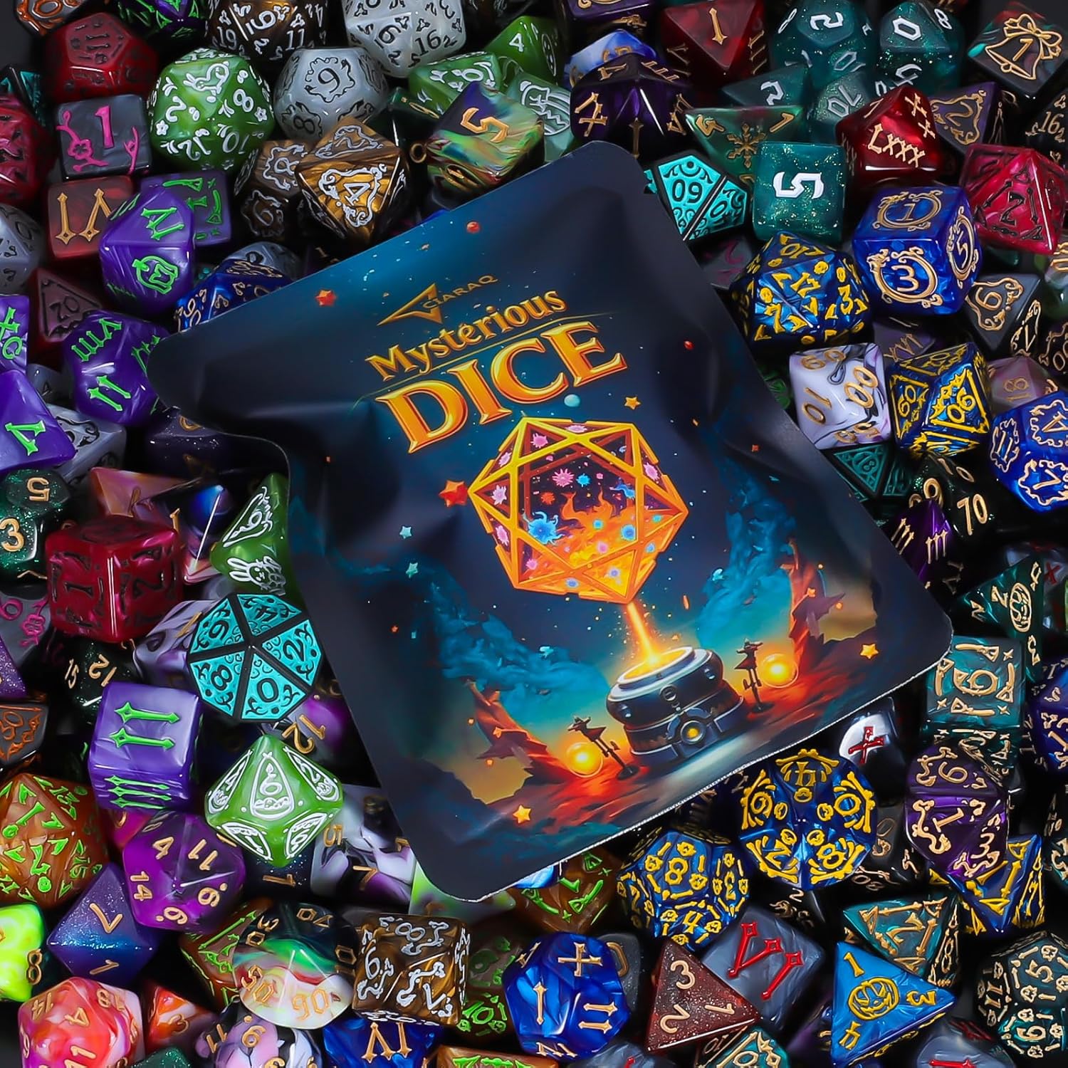 Detalle de CiaraQ Polyhedral Dice Set — 7-Piece DND RPG Dice in Random Color