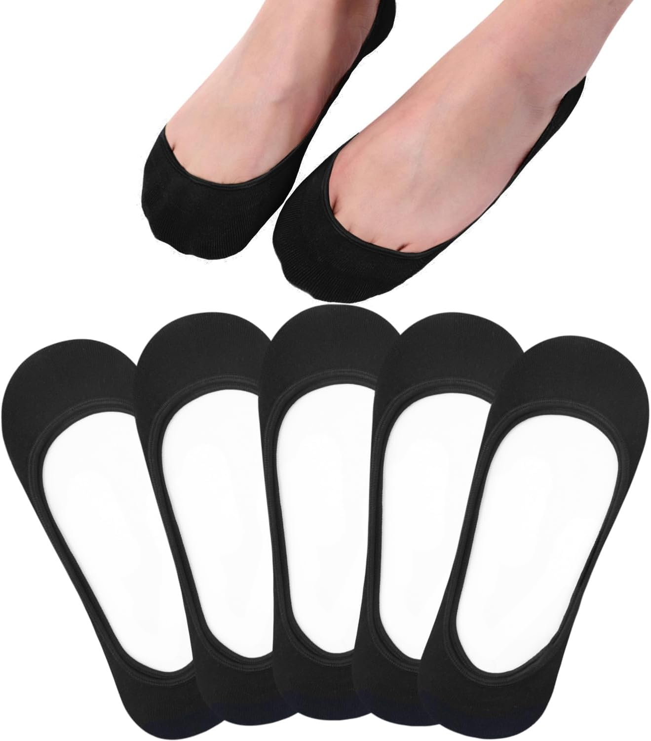 Detalle 2 de Toes Home No Show Socks for Women (Ultra Low Cut Liners) — Non Slip Hidden Footies for Flats