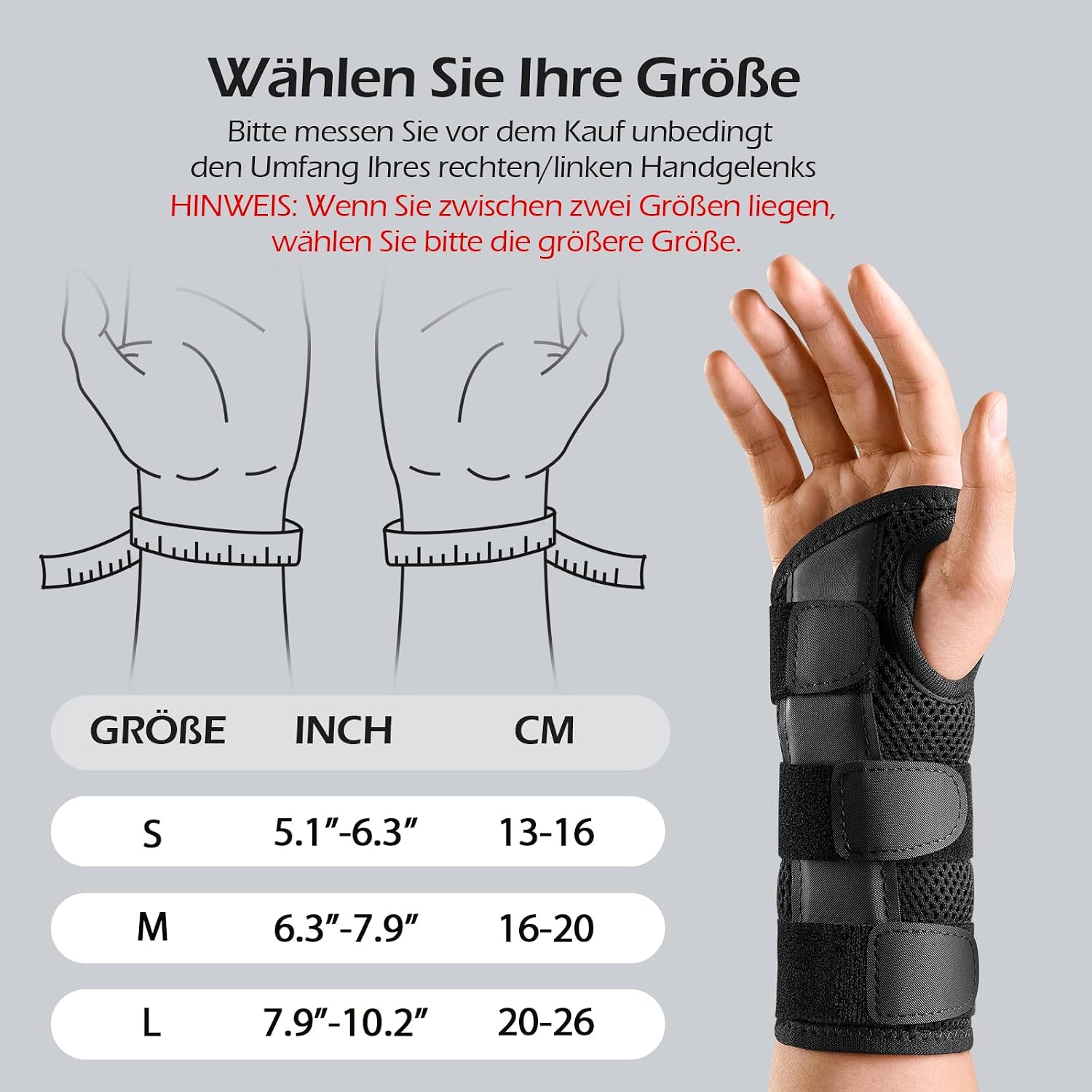 Detalle 2 de FREETOO Handgelenk Bandagen mit Stützschiene – Orthopädische Handgelenkstütze für Karpaltunnel, Schlafen & Arbeit