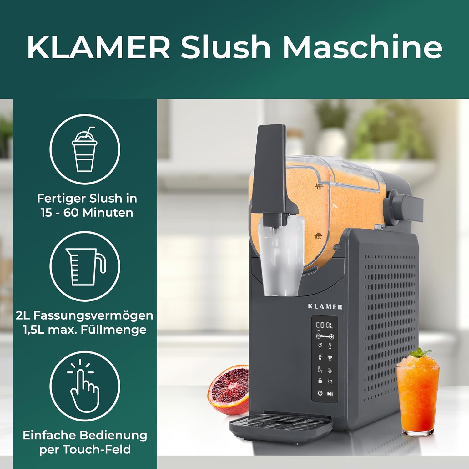 Thumbnail 2 de KLAMER Slush Maschine mit 5 smarten Programmen, 2L Fassungsvolumen & automatischer Reinigung