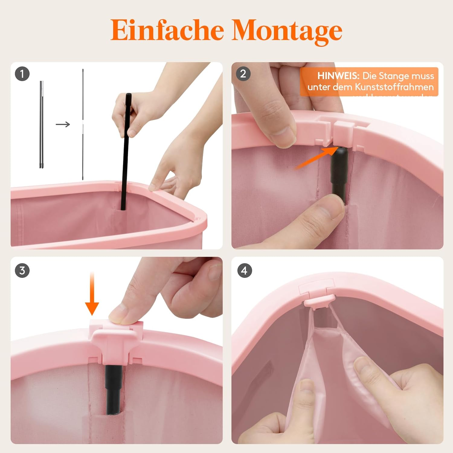 Thumbnail 1 de Lifewit Wäschekorb mit Deckel 105L – faltbarer Wäschesammler mit Kunststoffrahmen, rosa