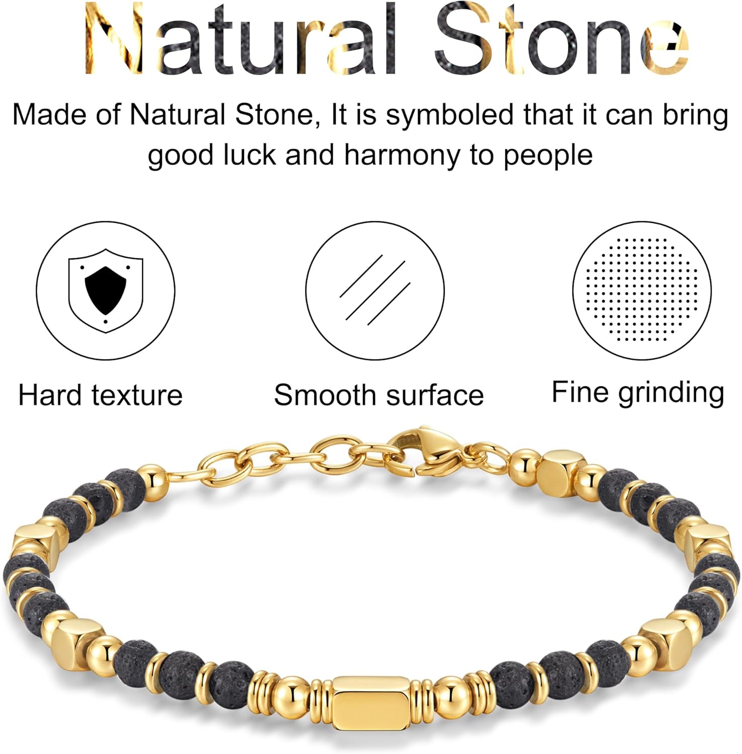 Thumbnail 3 de SIUMAL Boho Armband Damen – Natürliches Steinarmband mit Edelstahlperlen