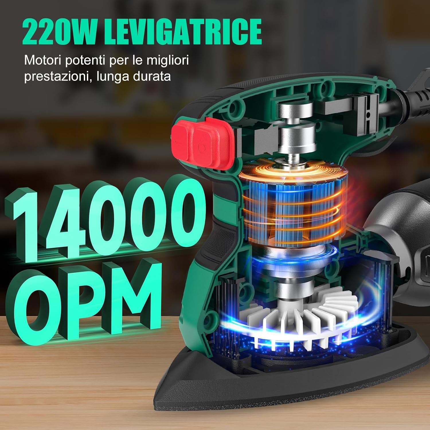 Thumbnail 1 de SORAKO Levigatrice per legno 220W con raccolta polvere e 16 fogli abrasivi