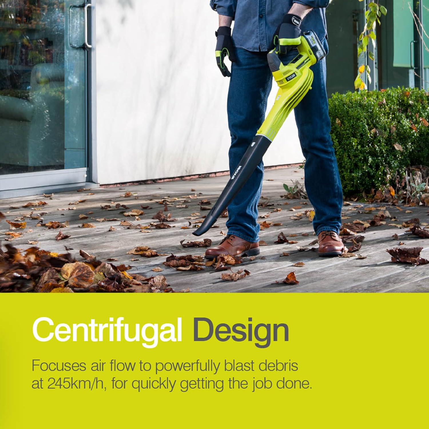 Detalle de Ryobi OBL1820S cordless blower 245 km/h