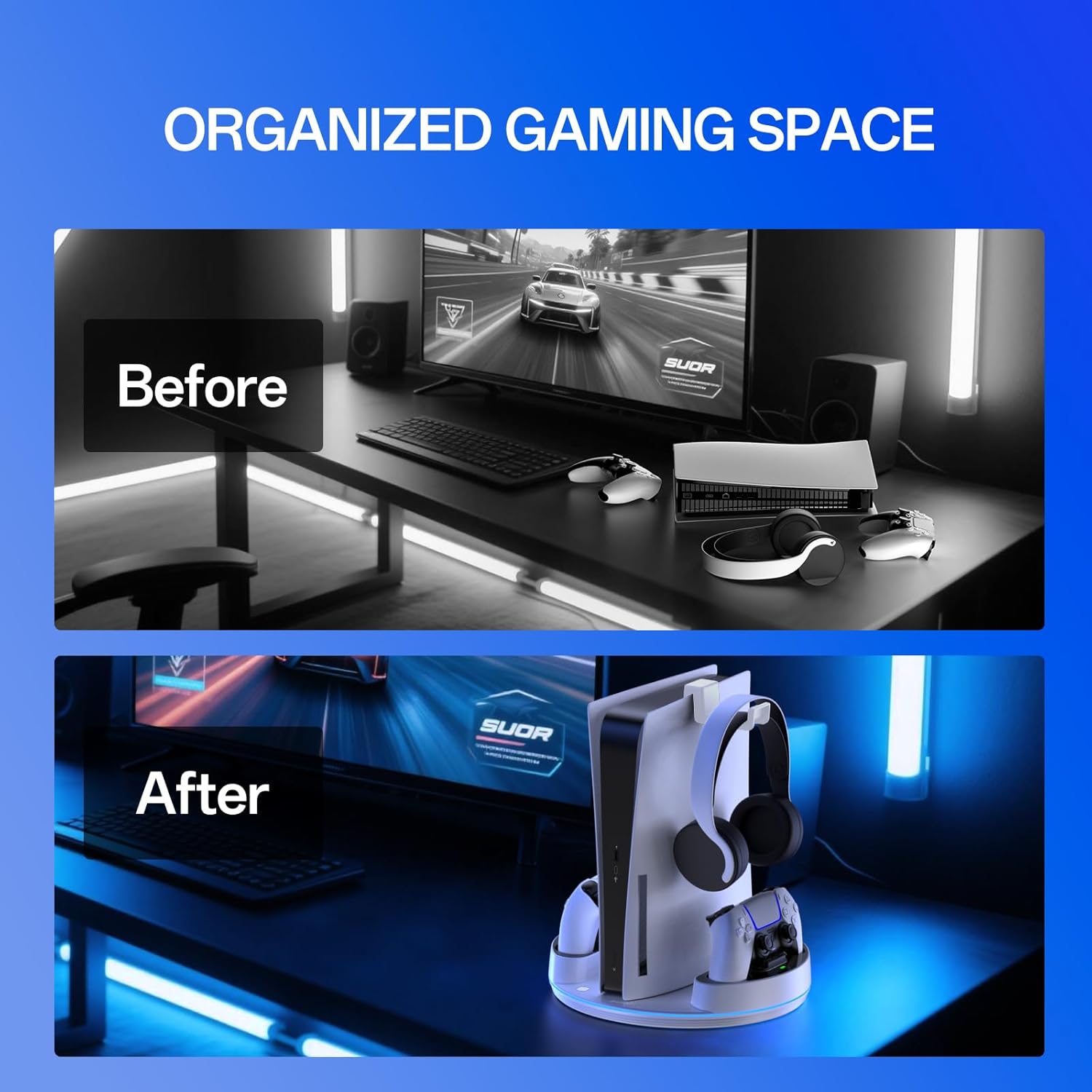 Thumbnail 5 de NEWDERY PS5 Ständer mit RGB 9‑Modi