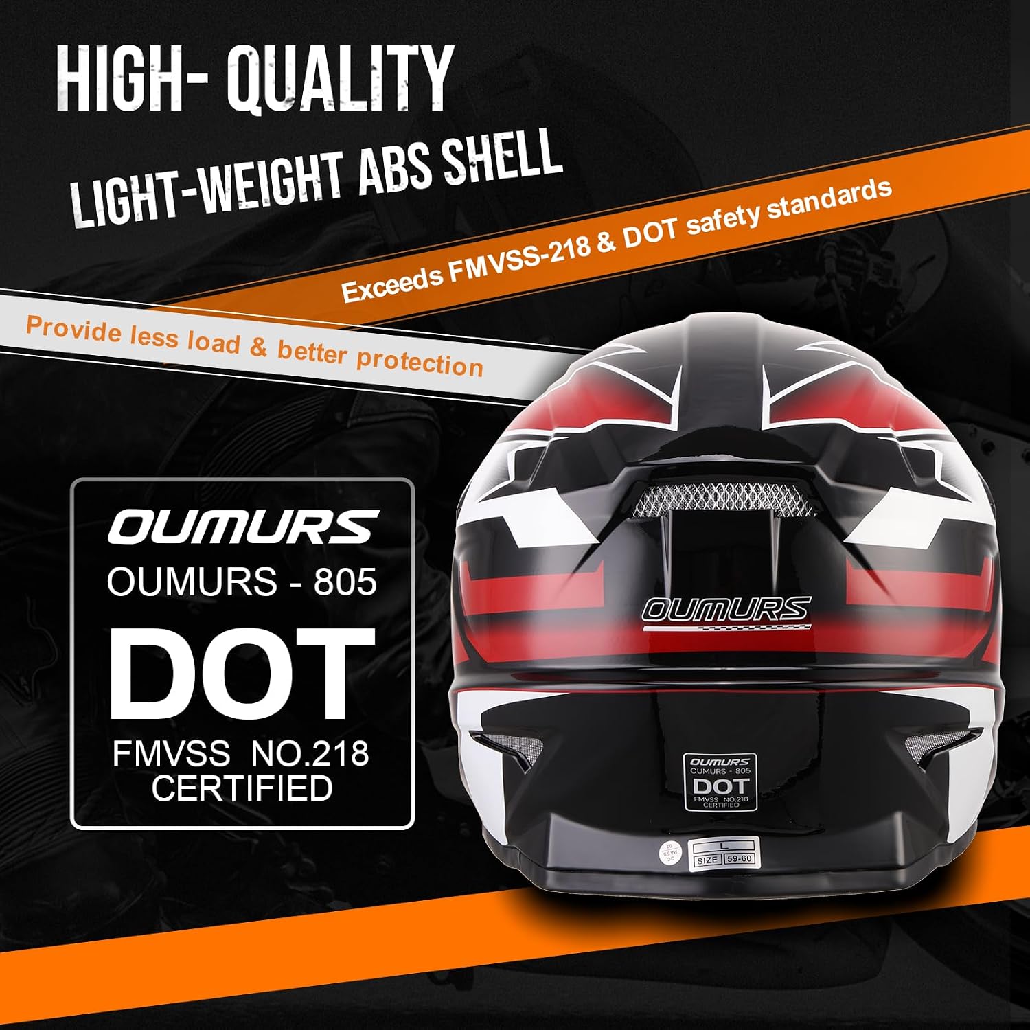 Thumbnail 4 de OUMURS DOT Adult M Helmet with Visor