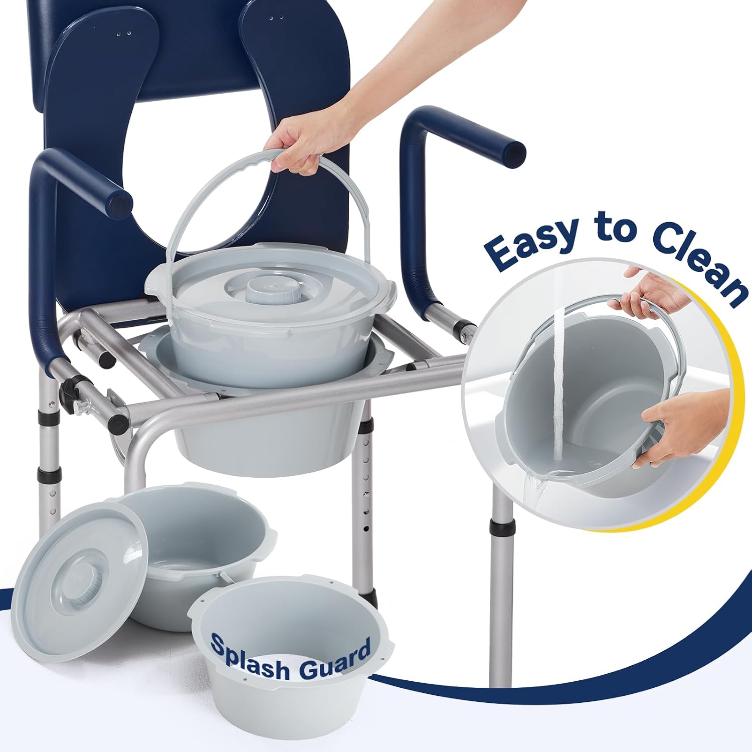 Thumbnail 5 de HolyHeal Drop Arm Bedside Commode: 3-in-1 Portable Toilet with Cushioned Comfort
