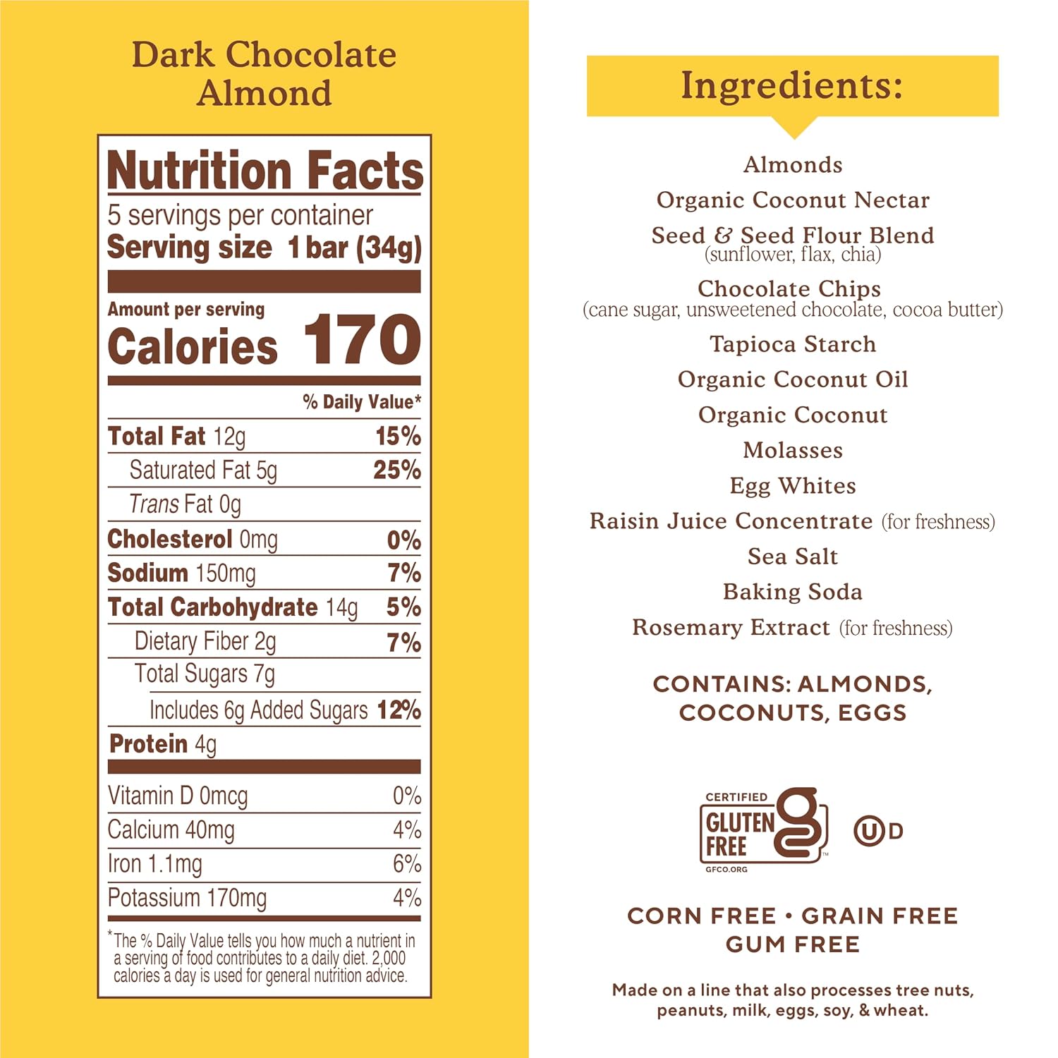 Detalle de Simple Mills Soft Baked Dark Chocolate Almond Flour Snack Bars, 5 Count