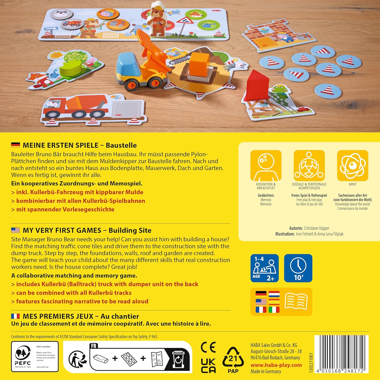 Detalle de HABA Meine ersten Spiele – Baustelle: Zuordnungs- und Memospiel ab 2 Jahren (mit Kullerbü-Muldenkipper) 1305211001