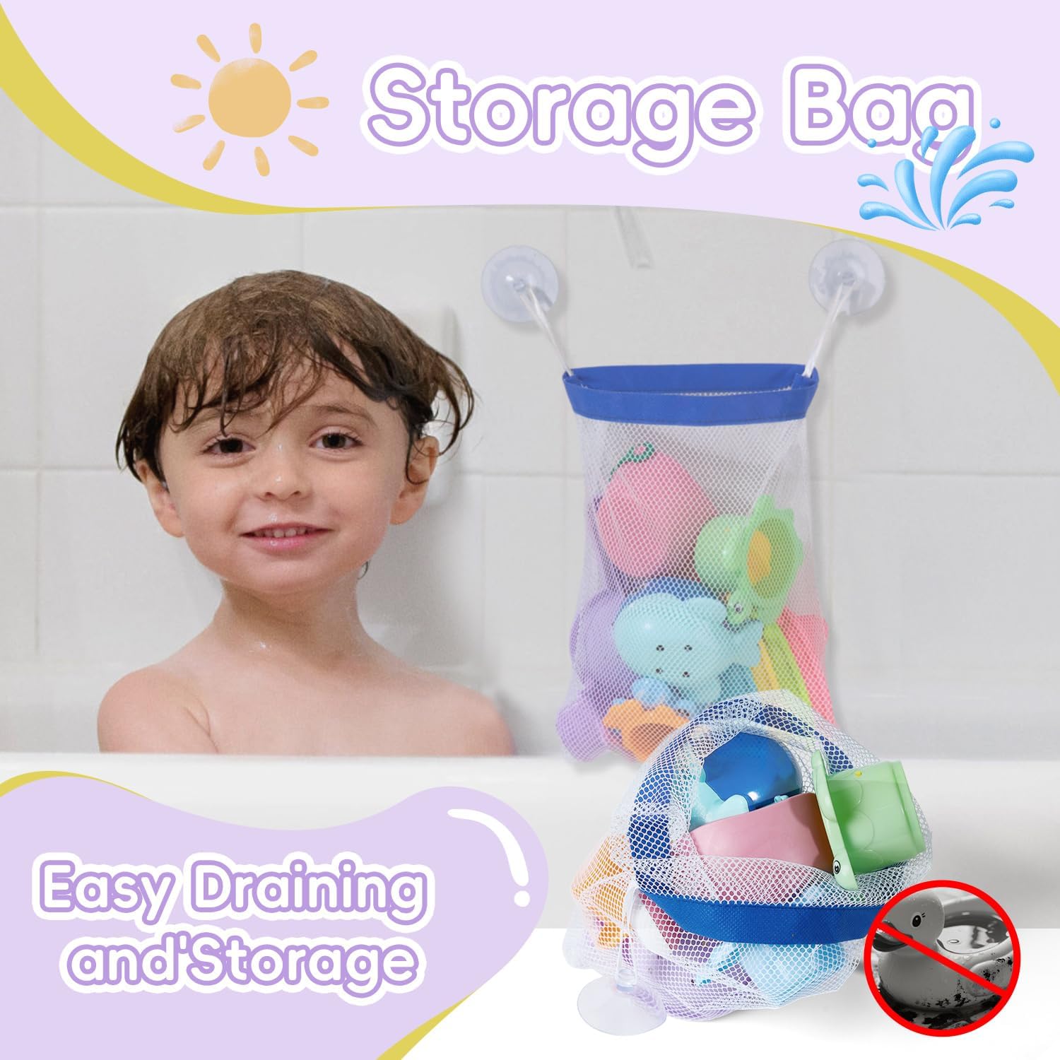 Detalle de Mold Free Bath Toys, 11PCS: Safe, Easy-Clean Floating Boats, Whale, and More for Babies 12+ Months
