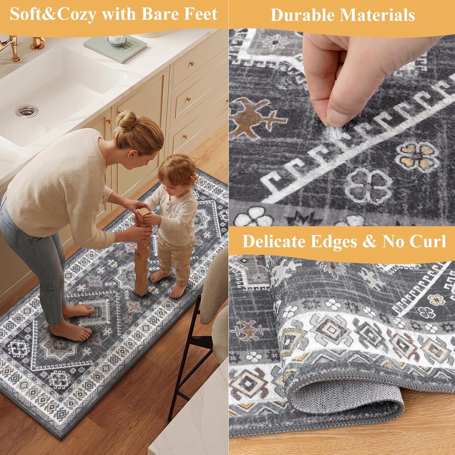 Thumbnail 4 de HEBE Boho Kitchen Rug Set 3-Piece ⚙