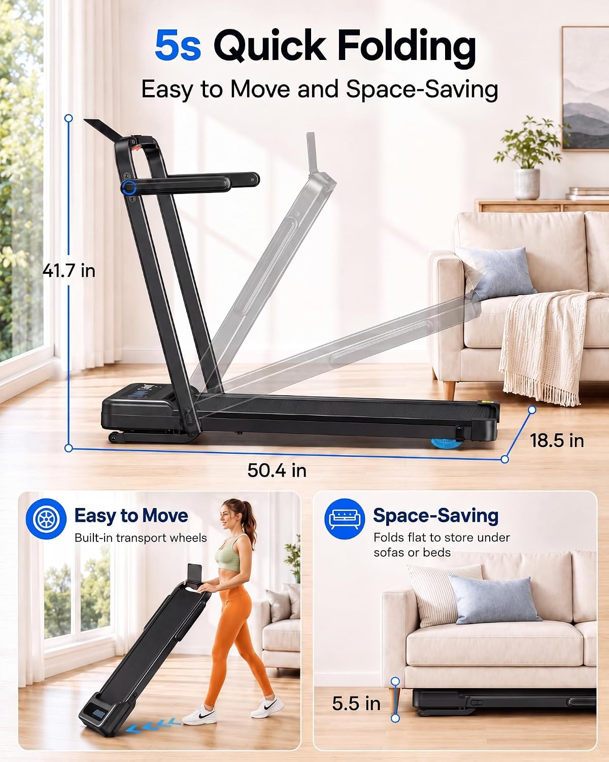 Thumbnail 6 de WELLFIT TM037PRO Walking Pad with 12% Auto Incline, Handlebar and 3.5HP Motor