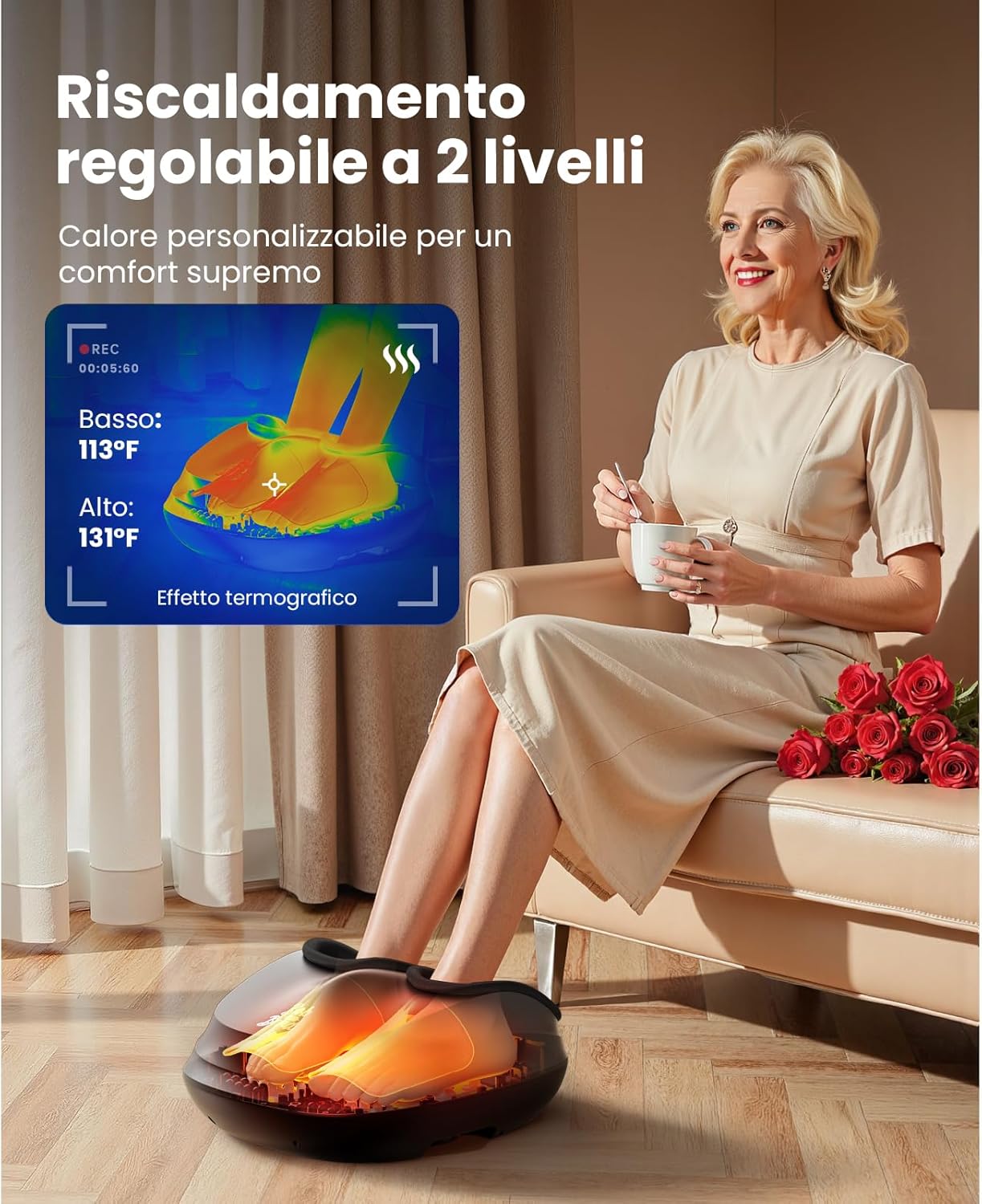 Detalle 2 de BOB AND BRAD Lite Massaggiatore Piedi con Calore, Compressione e Shiatsu per fascite plantare