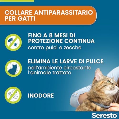 Detalle de Seresto collare antiparassitario per gatti – protezione fino a 8 mesi contro pulci e zecche
