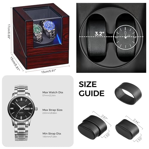 Thumbnail 6 de ANWBROAD Enrollador para Relojes Automáticos — Caja giratoria de lujo para 2 relojes, 4 modos de rotación y funcionamiento super silencioso