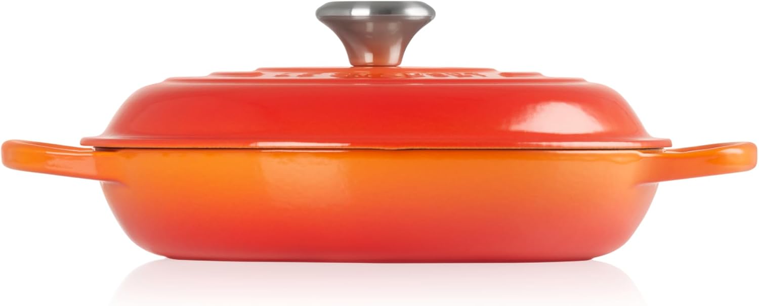 Thumbnail 3 de Le Creuset Signature Shallow Casserole/Braiser 26cm in Flame with SS Knob