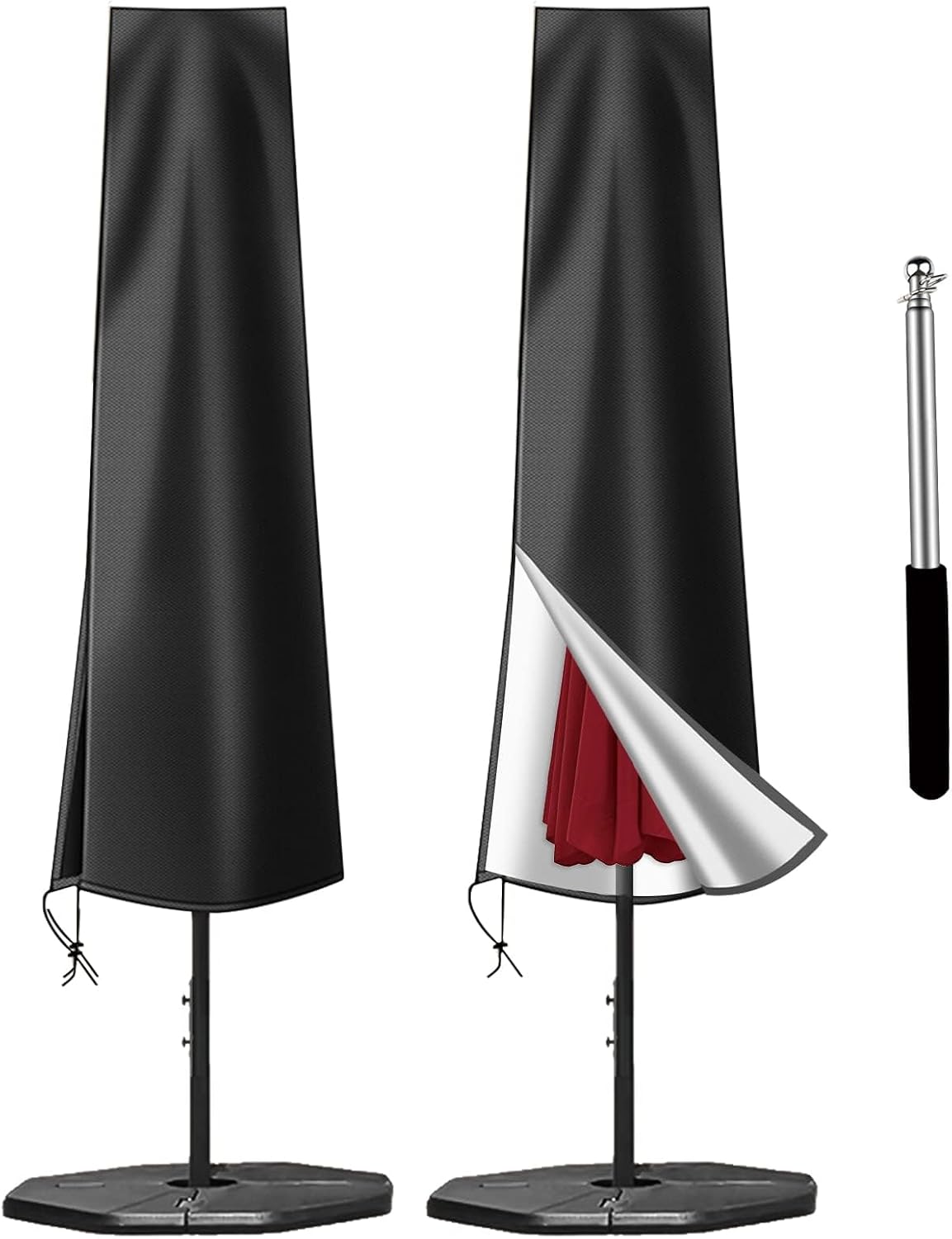 Detalle de OKPOW Waterproof Parasol Cover (Heavy Duty 600D) for 2m–3m Outdoor Umbrellas