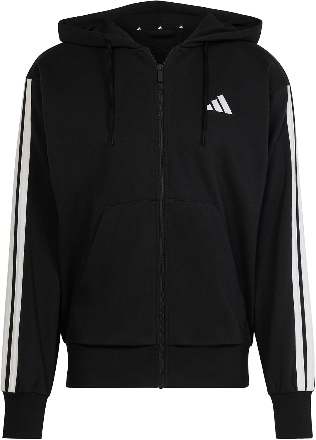 Detalle de adidas Herren Essential Three Stripes French Terry Fullzip Hoodie mit durchgehendem Reißverschluss