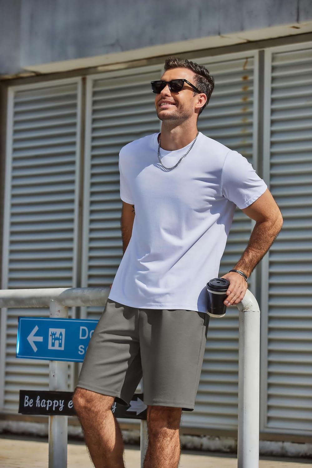 Detalle 2 de COOFANDY Kurze Hosen Herren – Leichte Sommer Shorts mit elastischem Bund und Taschen