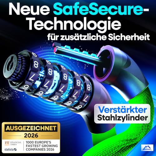 Detalle 2 de Nextcover Fahrrad-Kettenschloss mit Zahlencode, 90 cm