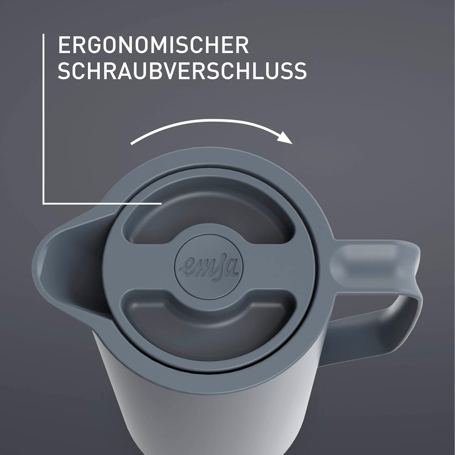 Detalle de Emsa Motiva Thermoskanne 1l – Isolierkanne mit Quick-Press-Verschluss, Glaskolben, Nordic Design