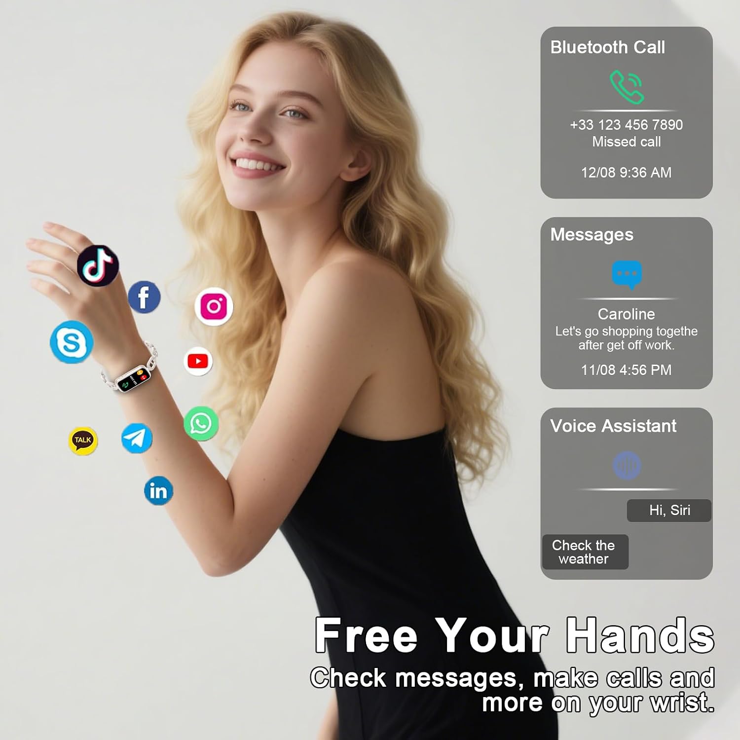 Thumbnail 2 de Fitoncloud Smart Watch for All: 1.47" Android/iOS Fitness Tracker with Calls, AI Q&A and 130+ Sports