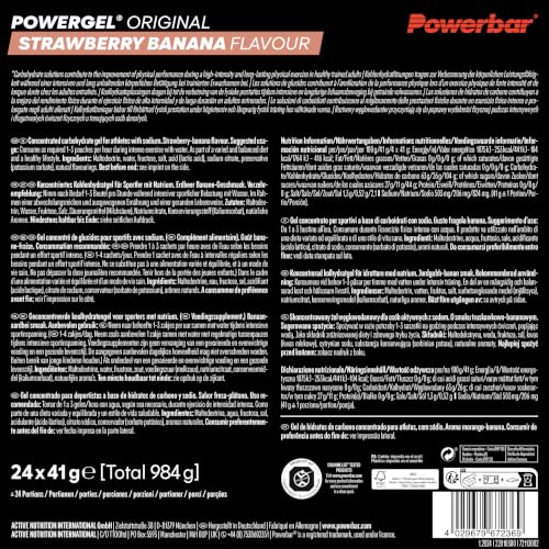 Detalle de Powerbar PowerGel (24x41g) Strawberry Banana – Energie & Ausdauer