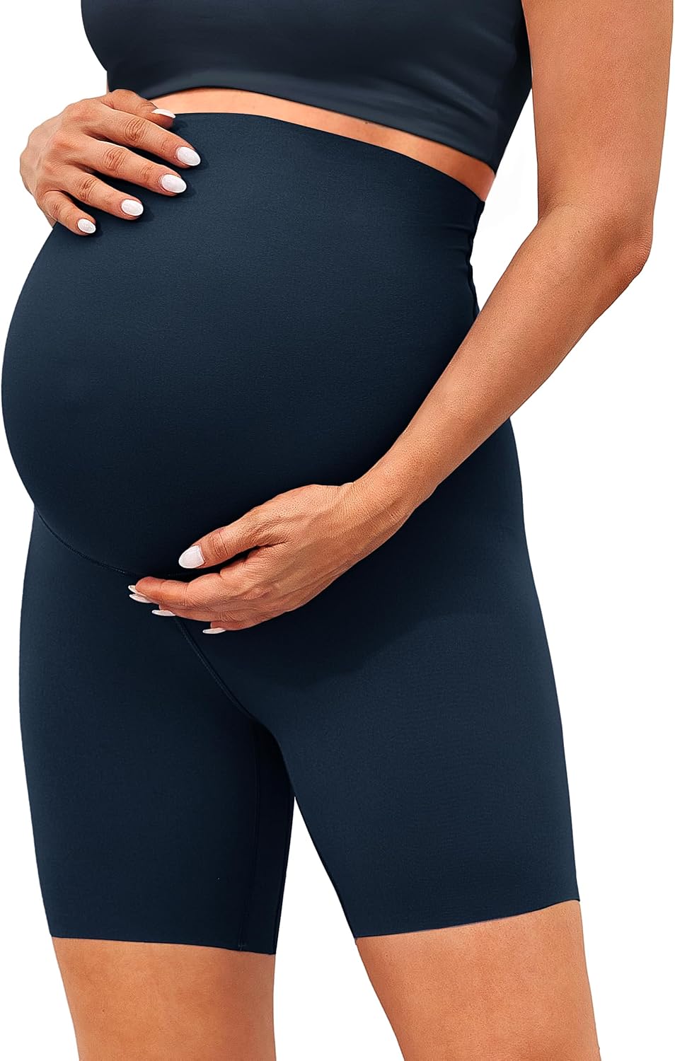 Detalle 2 de BAYDI Clouduxi Umstandsleggings kurz (High Waist) – 15 cm, blickdicht & für Schwangerschaftsyoga