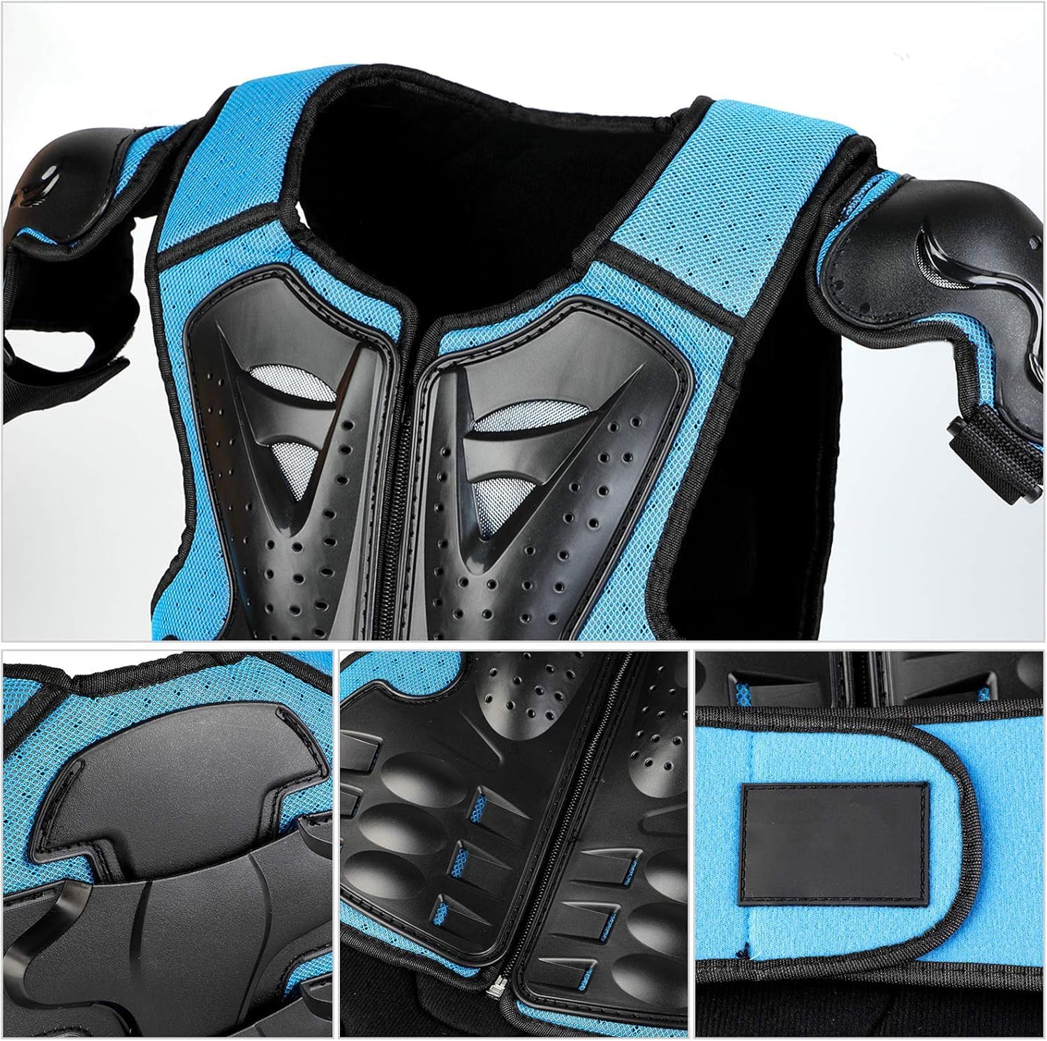 Detalle 2 de Fansport Motorrad-Schutzset für Kinder (5tlg.): Jacke mit Schulter-/Ellbogen- und Knieschutz, verstellbar, 4–14 Jahre