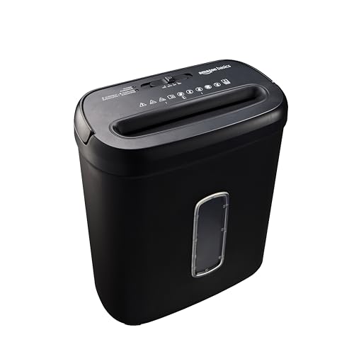 Detalle de Amazon Basics Trituradora de Papel de Corte Cruzado 8 Hojas, 14 L, Negro