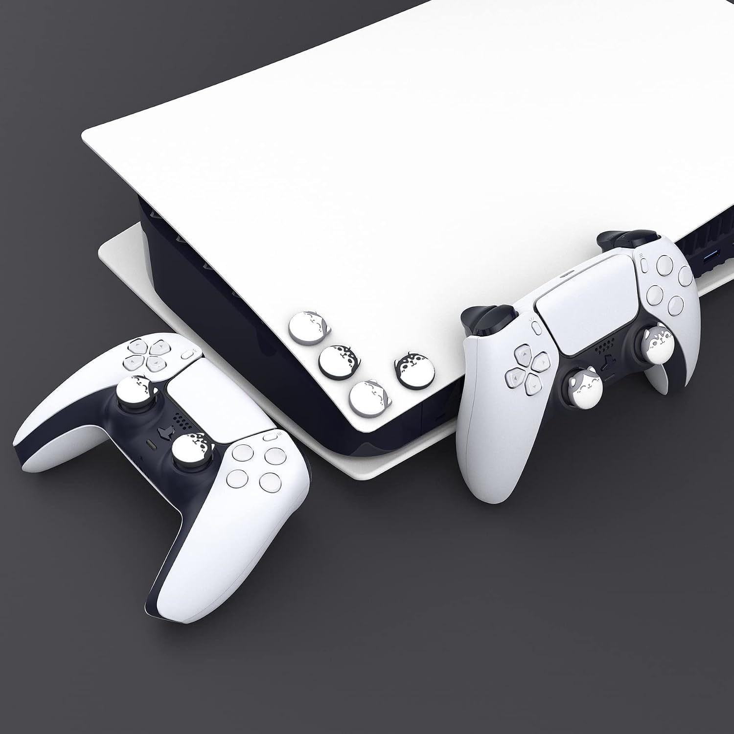 Detalle 2 de PlayVital Husky & Kitty Cute Thumb Grip Caps for PS5/4 Controllers — Navy Blue & Light Gray