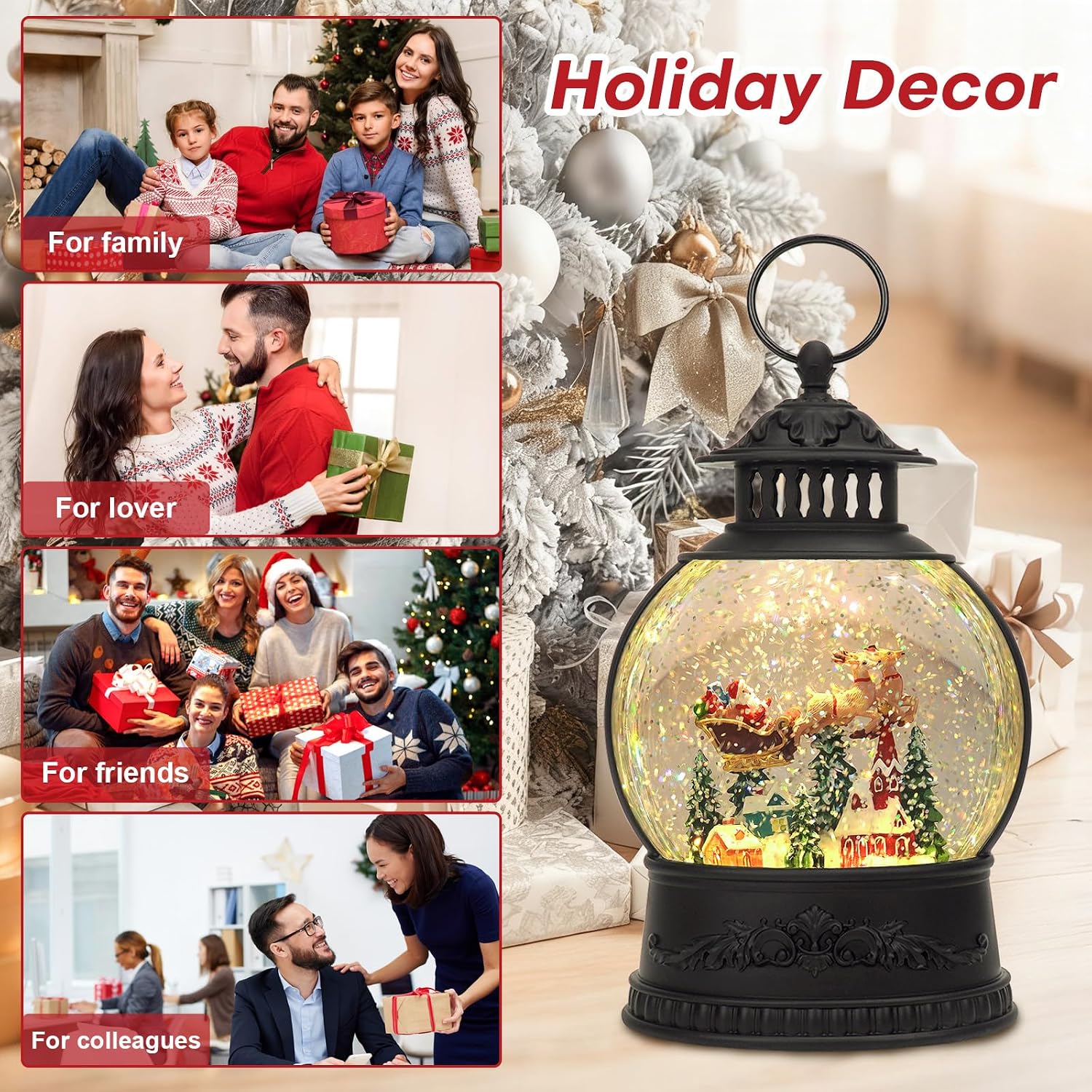 Thumbnail 6 de Christmas Snow Globe Water Lantern with Timer and Music