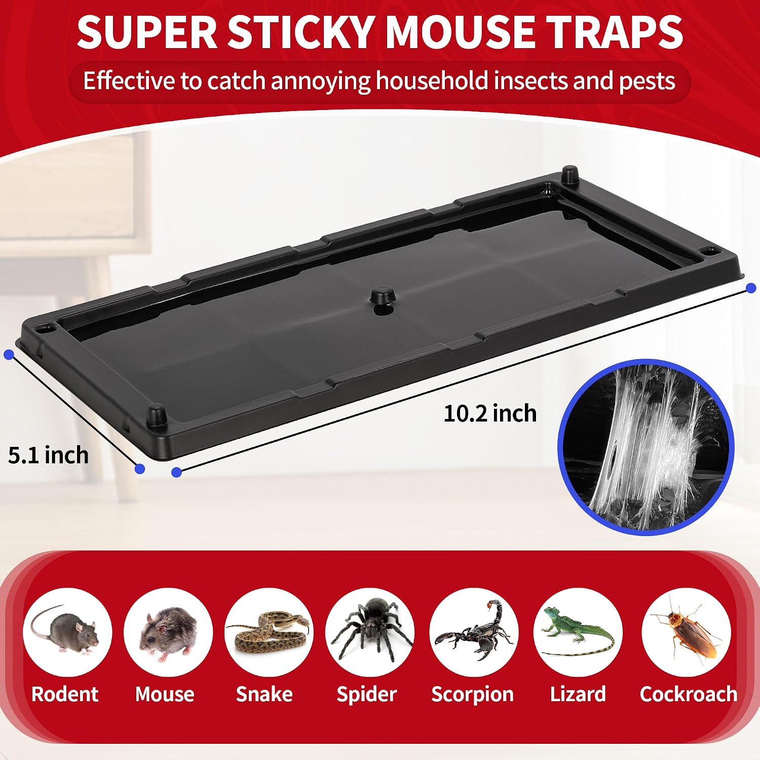 Detalle 2 de LULUCATCH KMRTN-12PK Large Glue Mouse Traps, 12-Pack, Pre-Baited