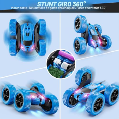 Detalle 2 de QUNREDA Coche Teledirigido 4WD con Baterías Modulares y Luces LED – Azul